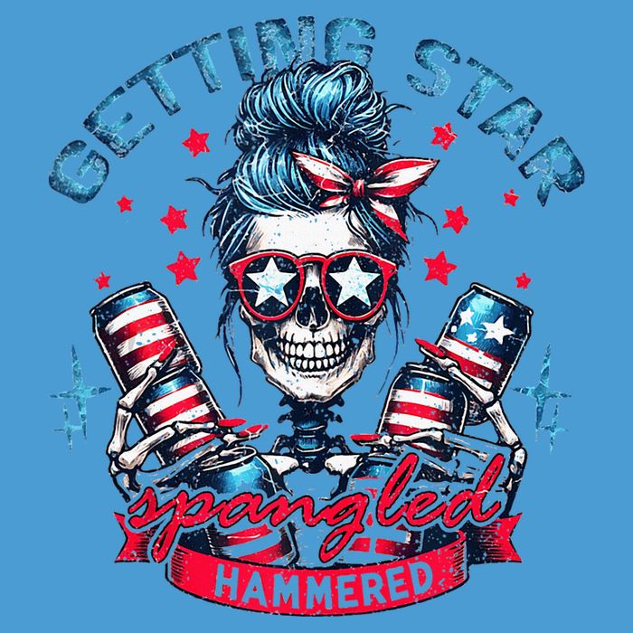 Getting Star Spangled Hammered Skeleton Tie Dye Hoodie