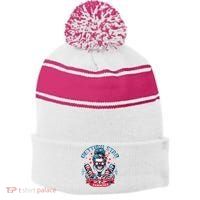 Getting Star Spangled Hammered Skeleton Stripe Pom Pom Beanie