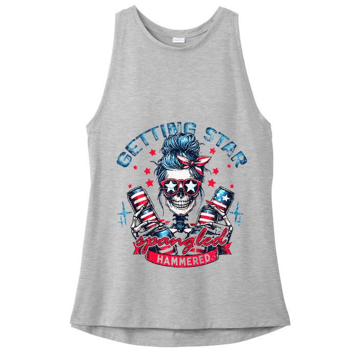 Getting Star Spangled Hammered Skeleton Ladies PosiCharge Tri-Blend Wicking Tank