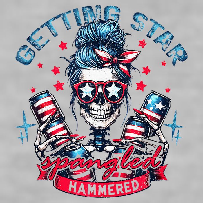 Getting Star Spangled Hammered Skeleton Ladies PosiCharge Tri-Blend Wicking Tank