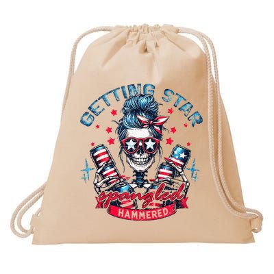 Getting Star Spangled Hammered Skeleton Drawstring Bag