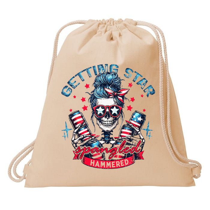 Getting Star Spangled Hammered Skeleton Drawstring Bag