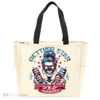 Getting Star Spangled Hammered Skeleton Zip Tote Bag