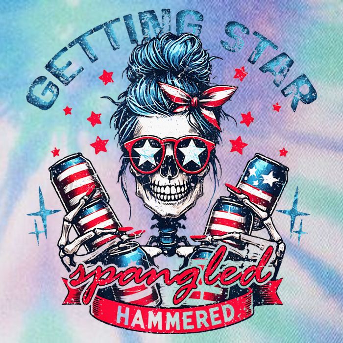 Getting Star Spangled Hammered Skeleton Legacy Tie Dye Trucker Hat