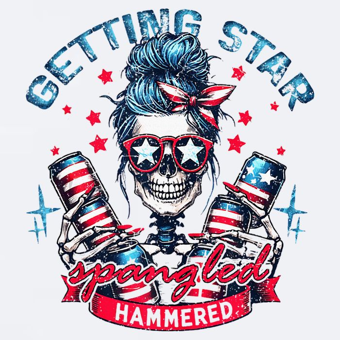 Getting Star Spangled Hammered Skeleton Sueded Cloud Jersey T-Shirt
