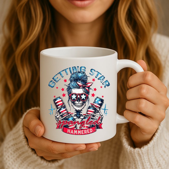 Getting Star Spangled Hammered Skeleton Mug