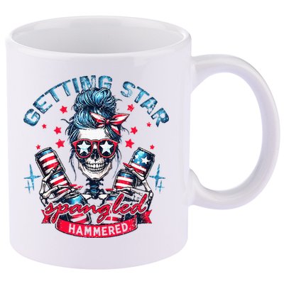 Getting Star Spangled Hammered Skeleton 11oz C Handle Ceramic Mug