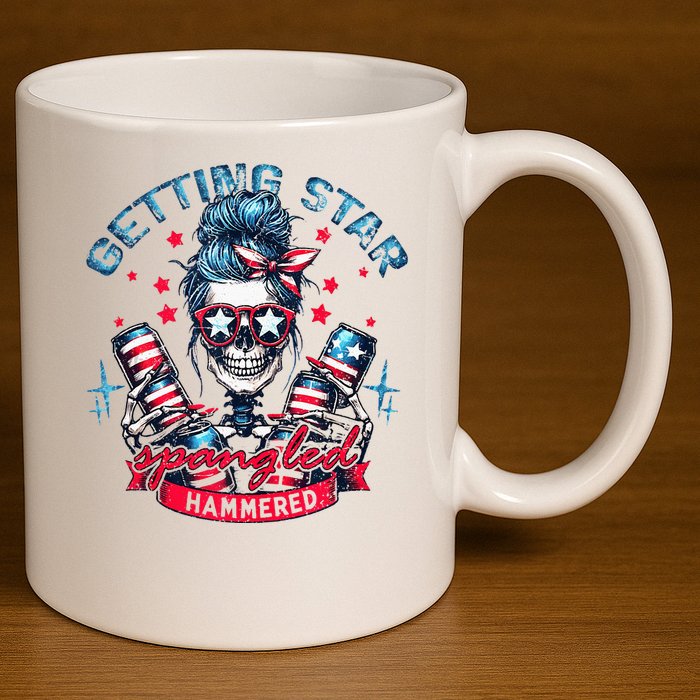 Getting Star Spangled Hammered Skeleton 11oz C Handle Ceramic Mug