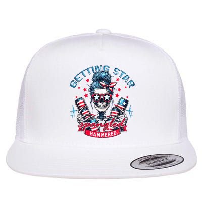 Getting Star Spangled Hammered Skeleton Flat Bill Trucker Hat