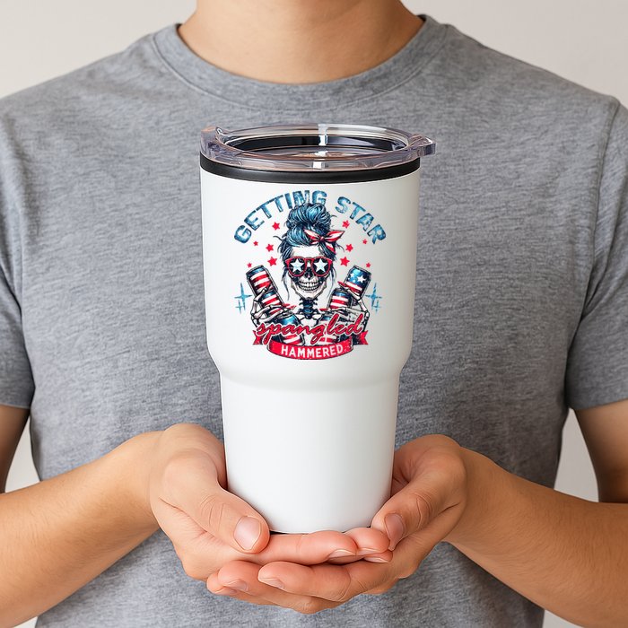Getting Star Spangled Hammered Skeleton Tumbler