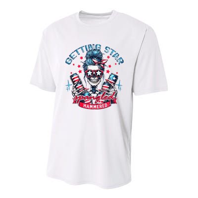 Getting Star Spangled Hammered Skeleton Youth Performance Sprint T-Shirt