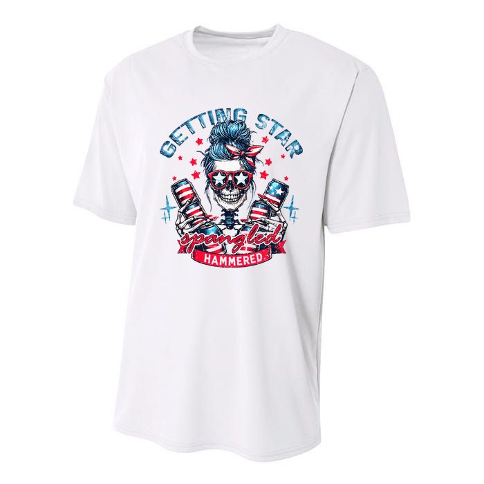 Getting Star Spangled Hammered Skeleton Youth Performance Sprint T-Shirt