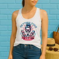 Getting Star Spangled Hammered Skeleton Womens Tank Top