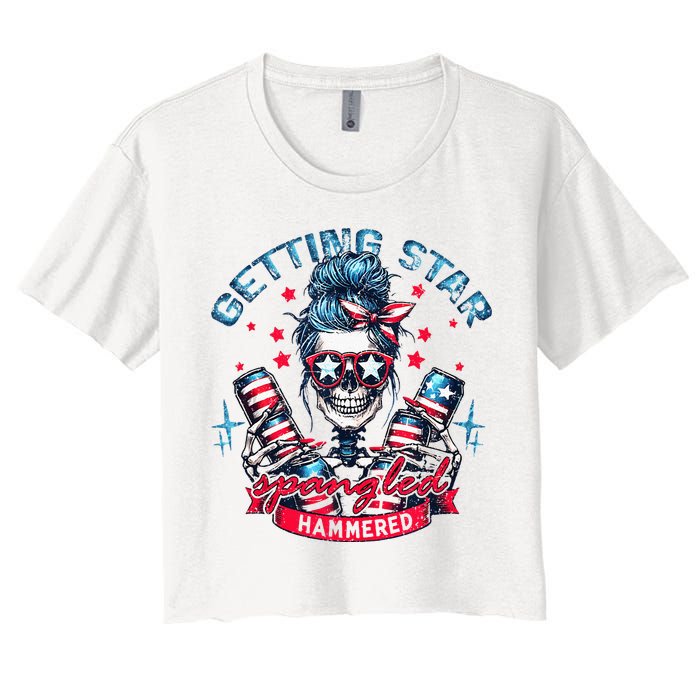 Getting Star Spangled Hammered Skeleton Crop Top