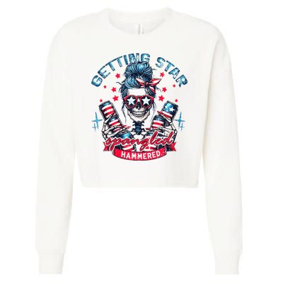 Getting Star Spangled Hammered Skeleton Cropped Pullover Crew