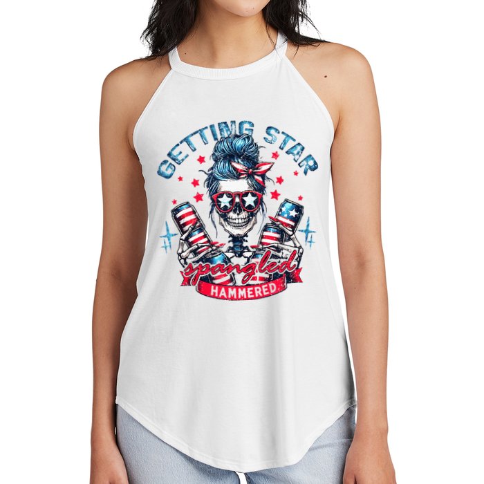 Getting Star Spangled Hammered Skeleton Women's Perfect Tri Rocker Tank