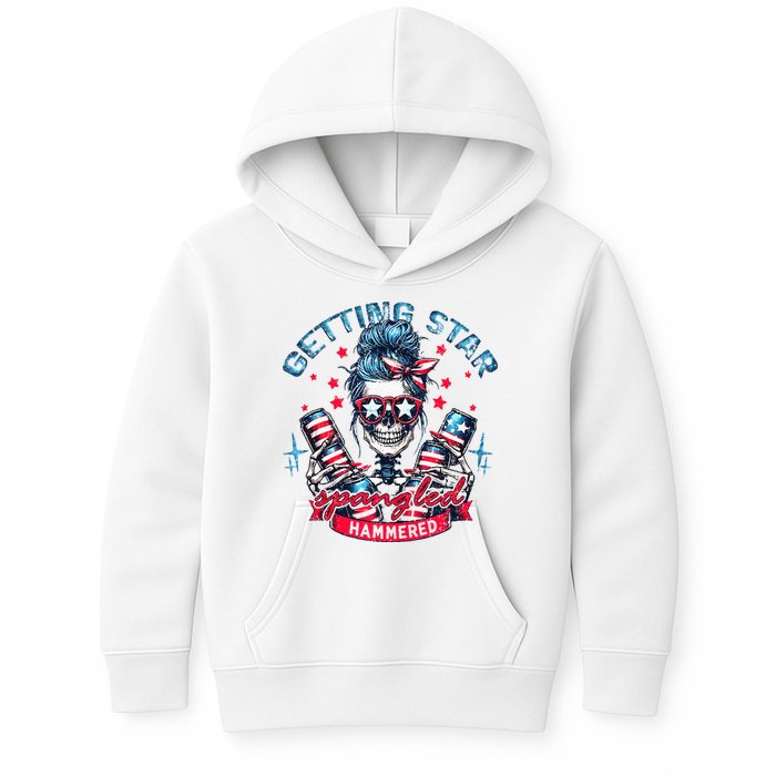Getting Star Spangled Hammered Skeleton Kids Hoodie