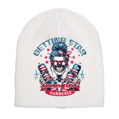 Getting Star Spangled Hammered Skeleton Short Acrylic Beanie