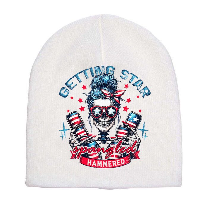 Getting Star Spangled Hammered Skeleton Short Acrylic Beanie
