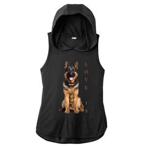 German Shepherd Shepard Dog Mom Dad Love Pet Puppy Ladies PosiCharge Tri-Blend Wicking Draft Hoodie Tank