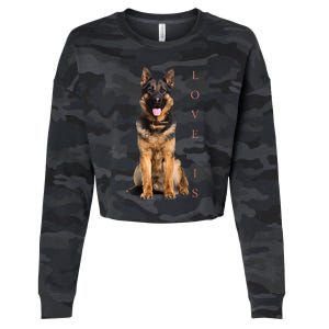 German Shepherd Shepard Dog Mom Dad Love Pet Puppy Cropped Pullover Crew