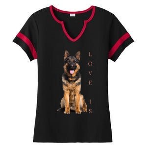 German Shepherd Shepard Dog Mom Dad Love Pet Puppy Ladies Halftime Notch Neck Tee