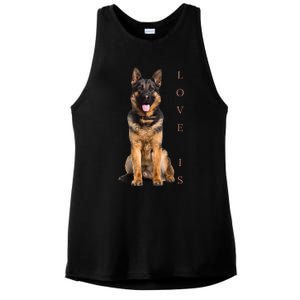 German Shepherd Shepard Dog Mom Dad Love Pet Puppy Ladies PosiCharge Tri-Blend Wicking Tank