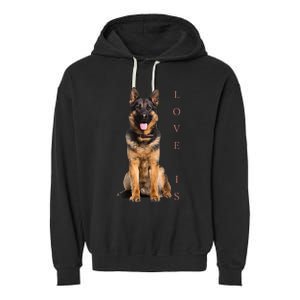 German Shepherd Shepard Dog Mom Dad Love Pet Puppy Garment-Dyed Fleece Hoodie