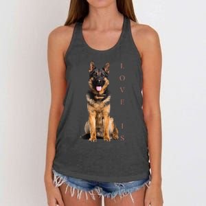 German Shepherd Shepard Dog Mom Dad Love Pet Puppy Women's Knotted Racerback Tank