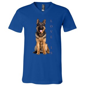 German Shepherd Shepard Dog Mom Dad Love Pet Puppy V-Neck T-Shirt