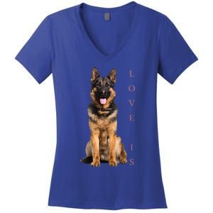 German Shepherd Shepard Dog Mom Dad Love Pet Puppy Women's V-Neck T-Shirt