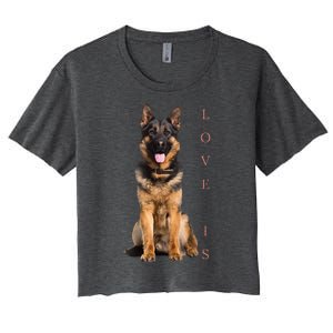 German Shepherd Shepard Dog Mom Dad Love Pet Puppy Women's Crop Top Tee