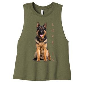 German Shepherd Shepard Dog Mom Dad Love Pet Puppy Women's Racerback Cropped Tank