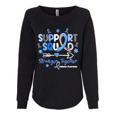 Groovy Support Squad Blue Ribbon Diabetes Awareness Womens California Wash Sweatshirt