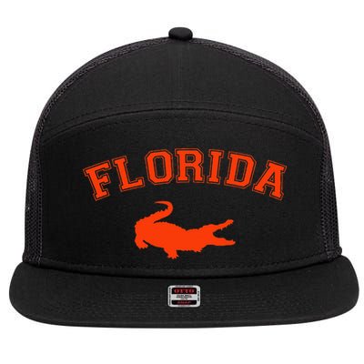 Gator School Sports Fan Team Spirit Mascot Heart Gift 7 Panel Mesh Trucker Snapback Hat