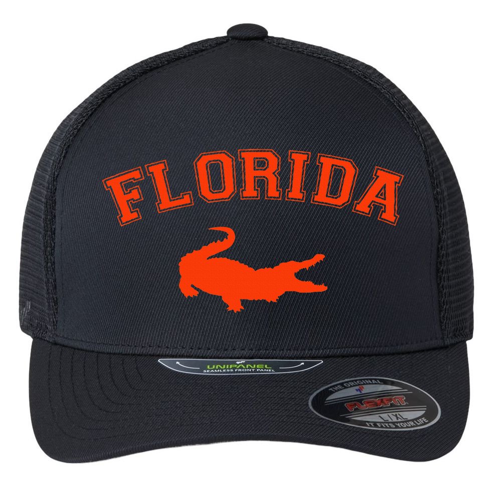 Gator School Sports Fan Team Spirit Mascot Heart Gift Flexfit Unipanel Trucker Cap