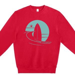 Graphic Sun Surf And Waves Premium Crewneck Sweatshirt