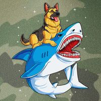 German Shepherd Shark Space Galaxy Jawsome Legacy Tie Dye Trucker Hat