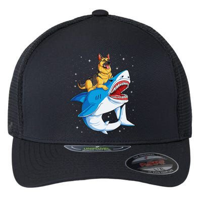 German Shepherd Shark Space Galaxy Jawsome Flexfit Unipanel Trucker Cap