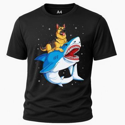 German Shepherd Shark Space Galaxy Jawsome Performance Shirt