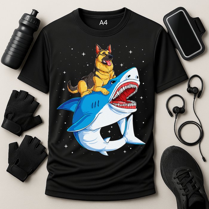 German Shepherd Shark Space Galaxy Jawsome Performance Shirt