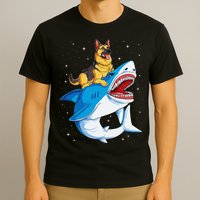 German Shepherd Shark Space Galaxy Jawsome T-Shirt