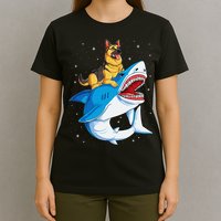 German Shepherd Shark Space Galaxy Jawsome T-Shirt