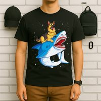 German Shepherd Shark Space Galaxy Jawsome T-Shirt