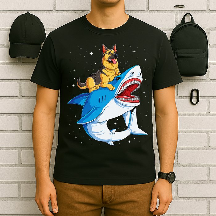 German Shepherd Shark Space Galaxy Jawsome T-Shirt