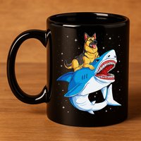 German Shepherd Shark Space Galaxy Jawsome 11oz C Handle Ceramic Mug
