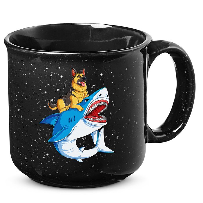 German Shepherd Shark Space Galaxy Jawsome 15oz Campfire Ceramic Mug