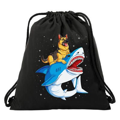 German Shepherd Shark Space Galaxy Jawsome Drawstring Bag