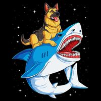 German Shepherd Shark Space Galaxy Jawsome Drawstring Bag