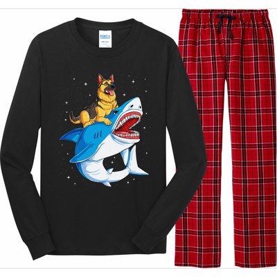 German Shepherd Shark Space Galaxy Jawsome Long Sleeve Pajama Set